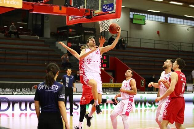 Strahinja Micovic Bonn moves to the basket Jobstairs Giessen 46ers vs Telekom Baskets Bonn, Basketball, easyCredit BBL, 06 03 2021 Jobstairs Giessen 46ers vs Telekom Baskets Bonn, Basketball, easyCredit BBL, 06 03 2021 Giessen Copyright: xEibner-Pressefotox EP_RWS