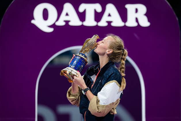 Tennis, WTA tournament in Doha, Petra Kvitova with trophy