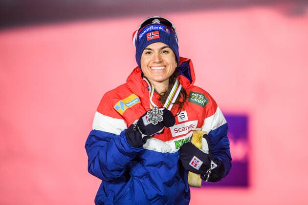 210306 Heidi Weng of Norway celebrates with her silver medal at a medal ceremony for the Women s Cross Country Skiing 30 km Classic Technique during the FIS Nordic Ski World Championships on March 6, 2021 in Oberstdorf Photo Johanna Lundberg BILDBYRAN kod JL JL0102 skidor cross country skiing langrenn fis nordic world ski championships vm ski vm skid vm medaljceremoni medal ceremony 10 bbeng jubel celebration norge,  Copyright: JOHANNAxLUNDBERG BB210306JL177