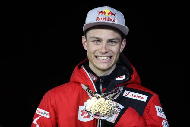 NORDIC SKIING - FIS Nordic World Ski Championships Oberstdorf 2021 OBERSTDORF,GERMANY,06.MAR.21 - NORDIC SKIING, NORDIC COMBINED - FIS Nordic World Ski Championships, large hill, team sprint, 2x7,5km, men, award ceremony. Image shows Johannes Lamparter (AUT). keywords: medal. GEPAxpictures xChristianxWalgram