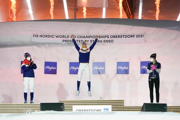 06.03.2021 OBERSTDORF MISTRZOSTWA SWIATA W NARCIARSTWIE KLASYCZNYM, SKOKI NARCIARSKIE HS 137 , KONKURS DRUZYNOWY FIS NORDIC WORLD SKI CHAMPIONSHIPS, Ski jumping, Skispringen, Ski, nordisch MEN S TEAM LARGE HILL n z. THERESE JOHAUG FOT: TOMASZ MARKOWSKI NEWSPIX --- Newspix.pl  20210306TOM335