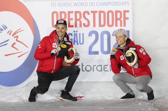 Nordic Combined Men Team Sprint Nordic Combined Team Sprint LH 2x7,5 km Lukas Greiderer and Johannes Lamparter, the new World Champions Oberstdorf Cross Country Stadium