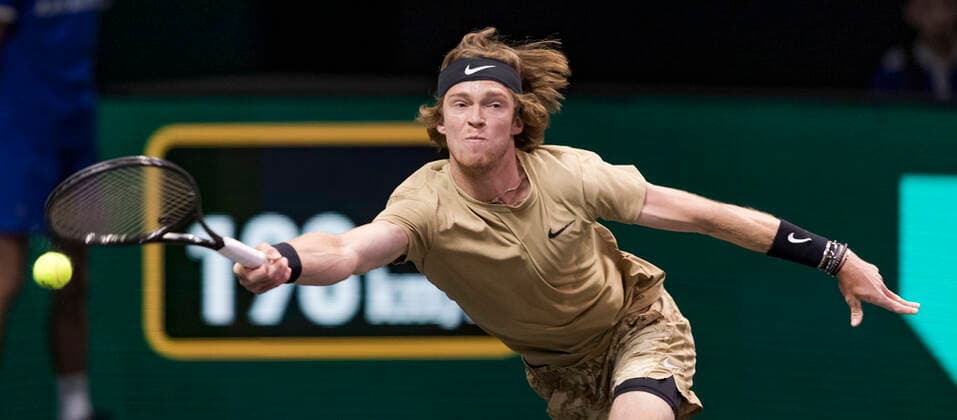 Rotterdam, The Netherlands, 6 march 2021, ABNAMRO World Tennis Tournament, Ahoy, Semi final: Andrey Rublev (RUS). Photo: .tennisimages.com henkkoster  Copyright: xHenkxKosterx