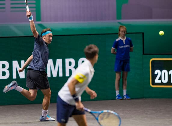 Rotterdam, The Netherlands, 6 march 2021, ABNAMRO World Tennis Tournament, Ahoy, Semi final doubles: Henri Kontinen (FIN) Eduoard Roger-Vasselin (FRA). Photo: .tennisimages.com henkkoster  Copyright: xHenkxKosterx