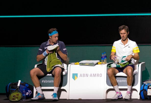 Rotterdam, The Netherlands, 6 march 2021, ABNAMRO World Tennis Tournament, Ahoy, Semi final doubles: Henri Kontinen (FIN) Edouard Roger-Vasselin (FRA). Photo: .tennisimages.com henkkoster  Copyright: xHenkxKosterx