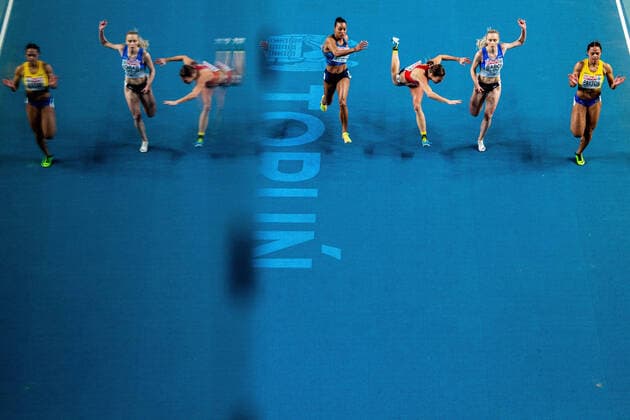Bilder des Jahres 2021, Sport 03 März Sport Themen der Woche KW09 Sport Bilder des Tages 210307 Orlann Ombissa-Dzangue of France, Marcela Pirkova of Czech Republic, Marina Andreea Baboi of Romania and Claudia Payton of Sweden compete in women s 60 meter qualification during the European Athletics Indoor Championships on March 7, 2021 in Torun. Photo: Vegard Wivestad Grott BILDBYRAN kod VG VG0096 bbeng european athletics indoor championships 2021 friidrotts-em 2021 friidretts-em 2021 inomhus-em innendors-em em friidrett friidrott athletics dam sweden sverige *** 210307 Orlann Ombissa Dzangue of France, Marcela Pirkova of Czech Republic, Marina Andreea Baboi of Romania and Claudia Payton of Sweden compete in women s 60 meter qualification during the European Athletics Indoor Championships on March 7, 2021 in Torun Photo Vegard Wivestad Grott BILDBYRAN kod VG VG0096 bbeng european athletics indoor championships 2021 athletics em 2021 athletics em 2021 indoor em indoor em em athletics athletics ladies sweden sweden,  Copyright: VEGARDxWIVESTADxGRoTT BB210307VG022