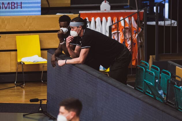 easyCredit BBL 22 Matchday RASTA Vechta vs FC Bayern Muenchen Basketball, 07 03 2021 Joshua Adam Young RASTA Vechta, 8 , Dennis Clifford RASTA Vechta, 42 easyCredit BBL 22 Matchday RASTA Vechta vs FC Bayern Muenchen Basketball on 07 03 2021 in Vechta RASTA Dome , Germany, Copyright: xBEAUTIFULxSPORTS Neddermannx