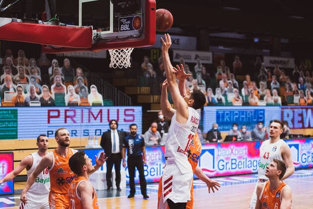 easyCredit BBL 22 Matchday RASTA Vechta vs FC Bayern Muenchen Basketball, 07 03 2021 Diego Flaccadori FC Bayern Muenchen Basketball, 12 easyCredit BBL 22 Matchday RASTA Vechta vs FC Bayern Muenchen Basketball on 07 03 2021 in Vechta RASTA Dome , Germany, Copyright: xBEAUTIFULxSPORTS Neddermannx