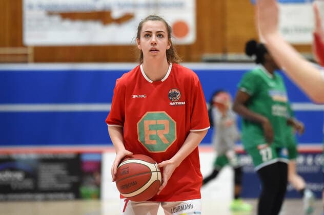 Basketball Toyota 1 DBBL, 21 matchday, GiroLive Panthers Osnabrück vs Rutronik Stars Keltern on 07 03 2021 at the OSC Hall in Osnabrueck Viktoria Poros GiroLive Panthers Osnabrueck in action, on the ball Osnabrueck OSC Hall Lower Saxony Germany