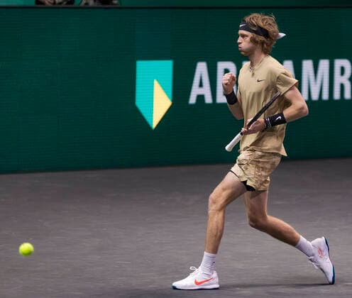 Rotterdam, The Netherlands,7 march 2021, ABNAMRO World Tennis Tournament, Ahoy, Finals: Andrey Rublev (RUS) vs. Marton Fucsovics (HUN). Photo: .tennisimages.com henkkoster  Copyright: xHenkxKosterx