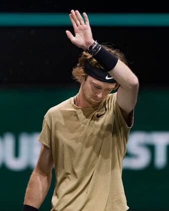 Rotterdam, The Netherlands,7 march 2021, ABNAMRO World Tennis Tournament, Ahoy, Finals: Andrey Rublev (RUS) vs. Marton Fucsovics (HUN). Photo: .tennisimages.com henkkoster  Copyright: xHenkxKosterx