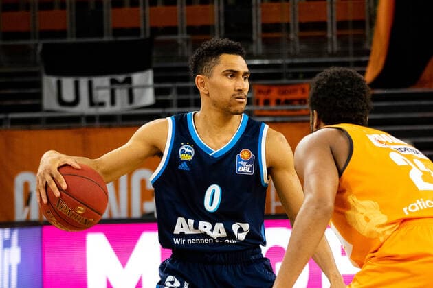 Maodo Lo Alba Berlin 0 , Troy Caupain Ratiopharm Ulm 23 GER, Ratiopharm Ulm vs Alba Berlin, easycredit 1 Bundesliga Basketball, 22 matchday, season 2020 21, 07 03 2021 Ratiopharm Ulm vs Alba Berlin, 1 Basketball Bundesliga New Ulm. Copyright: xEibner-Pressefoto RogerxBuerkex EP_EER