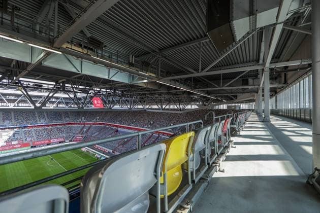 07 03 2021, Football, Season 2020 2021, 2 Bundesliga, 24 Matchday Fortuna Düsseldorf 1895 1 FC Nürnberg, The Merkur Spiel Arena shortly before kick-off DFL REGULATES PROHIBIT ANY USE OF PHOTOGRAPHS AS IMAGE SEQUENCES AND OR QUASI VIDEO Düsseldorf Merkur Spiel Arena NRW Germany xRHR FOTO DEx