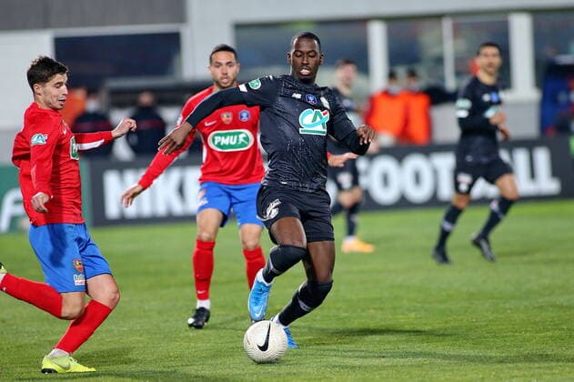 (GFCA) vs Boubakary SOUMARE (LOSC) FOOTBALL : GFC Ajaccio vs Lille - Coupe de France - 16es de finale - 07 03 2021 GerardPierlovisi Panoramic 