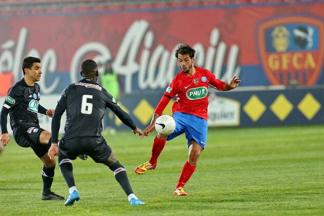 Maxime Penneteau (GFCA) vs Benjamin ANDRE (LOSC) FOOTBALL : GFC Ajaccio vs Lille - Coupe de France - 16es de finale - 07 03 2021 GerardPierlovisi Panoramic 