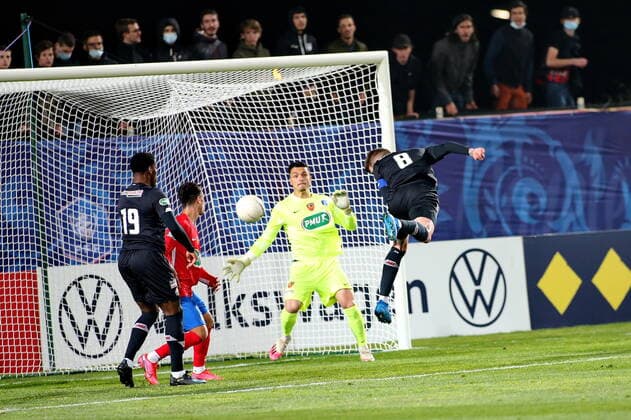 (GFCA) vs Miguel Angelo DA SILVA ROCHA (LOSC) FOOTBALL : GFC Ajaccio vs Lille - Coupe de France - 16es de finale - 07 03 2021 GerardPierlovisi Panoramic 