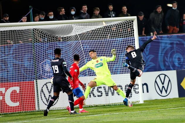 (GFCA) vs Miguel Angelo DA SILVA ROCHA (LOSC) FOOTBALL : GFC Ajaccio vs Lille - Coupe de France - 16es de finale - 07 03 2021 GerardPierlovisi Panoramic 