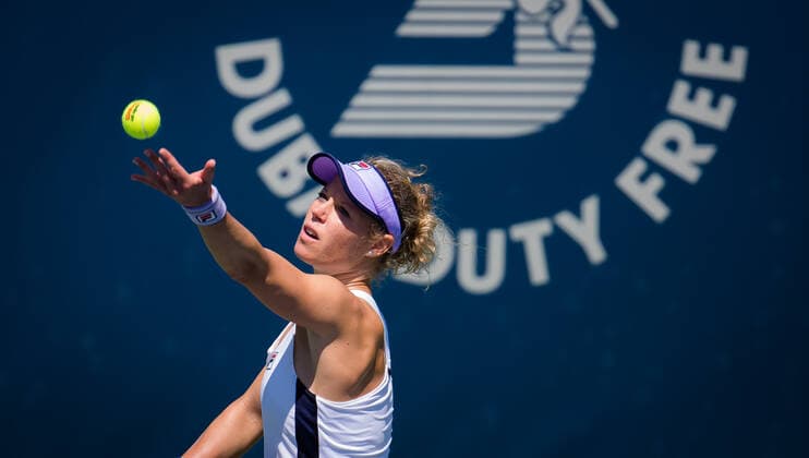 March 8, 2021, DUBAI, UNITED ARAB EMIRATES: Laura Siegemund of Germany in action during the first round of the 2021 Dubai Duty Free Tennis Championships WTA, Tennis Damen 1000 tournament against Anastasia Potapova of Russia DUBAI UNITED ARAB EMIRATES - ZUMAa181 20210308_zaa_a181_037 Copyright: xRobxPrangex