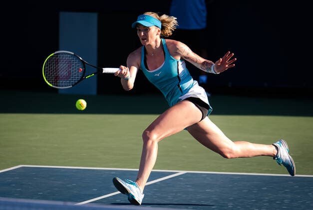 March 8, 2021, DUBAI, UNITED ARAB EMIRATES: Tereza Martincova of the Czech Republic in action during the first round of the 2021 Dubai Duty Free Tennis Championships WTA, Tennis Damen 1000 tournament against Kristyna Pliskova of the Czech Republic DUBAI UNITED ARAB EMIRATES - ZUMAa181 20210308_zaa_a181_094 Copyright: xRobxPrangex
