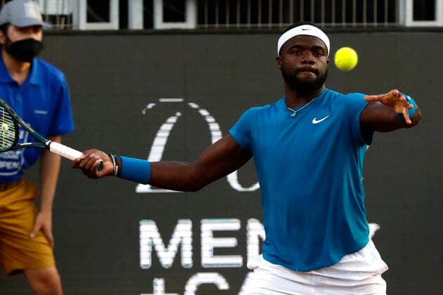 Santiago 8 Marzo 2021 El tenista Chileno Nicolas Jarry se enfrenta al tenista FrancesTiafoe de Estados UnidosChileno Nicolas Jarry durante el ATP, Tennis Herren de Santiago realizado en San Carlos de Apoquindo. Javier Salvo Photosport ATP de Santiago 8 3 2021