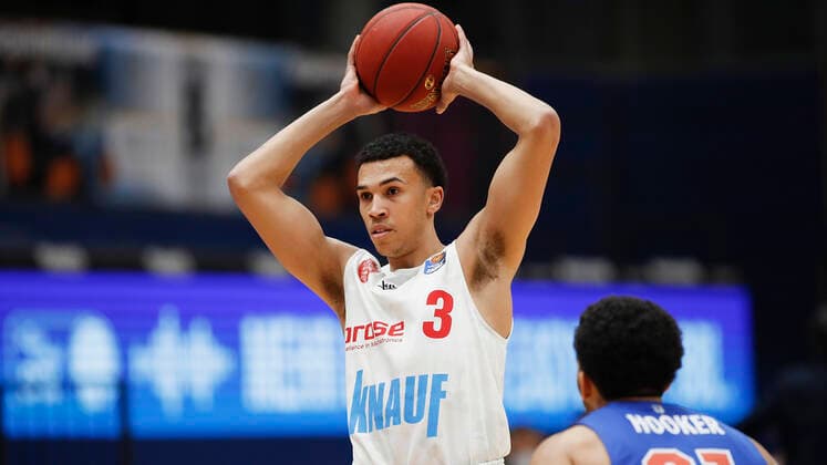Germany , Weißenfels, Stadthalle Weißenfels, 09 03 2021, emspor, emonline, despor, deonline, SYNTAINICS MBC vs s Oliver Wuerzburg, easyCredit BBL, 18 matchday picture Tyson Ward s Oliver Wuerzburg Copyright: HMBxMedia JulienxBecker