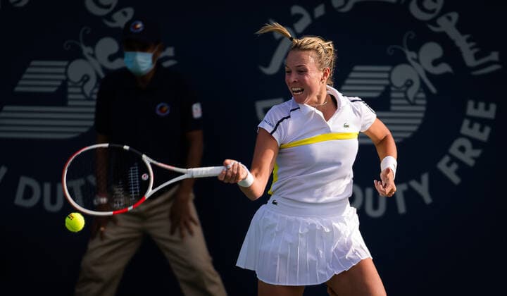 March 9, 2021, DUBAI, UNITED ARAB EMIRATES: Anett Kontaveit of Estonia in action during the second round of the 2021 Dubai Duty Free Tennis Championships WTA, Tennis Damen 1000 tournament against Sorana Cirstea of Romania DUBAI UNITED ARAB EMIRATES - ZUMAa181 20210309_zaa_a181_086 Copyright: xRobxPrangex