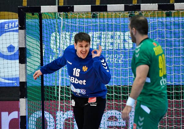 Montenegro s goal keeper Nebojsa Simic during the Men s EHF Euro Qualifier handball match between Sweden and Montenegro at Sparbanken Skane Arena in Lund, Sweden March 09, 2021 LUND Sweden x50090x,  Copyright: xJohanxNilsson TTx HANDBALL EURO QUAL SWE-MNE