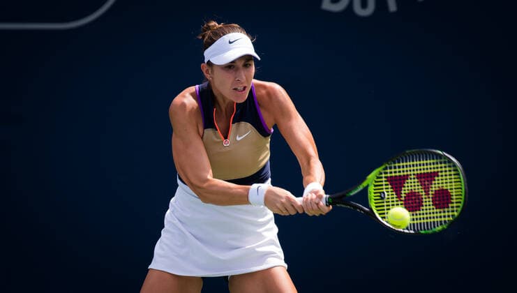 March 10, 2021, DUBAI, UNITED ARAB EMIRATES: Belinda Bencic of Switzerland in action during her third-round match at the 2021 Dubai Duty Free Tennis Championships WTA, Tennis Damen 1000 tournament against Anastasia Potapova of Russia DUBAI UNITED ARAB EMIRATES - ZUMAa181 20210310_zaa_a181_031 Copyright: xRobxPrangex