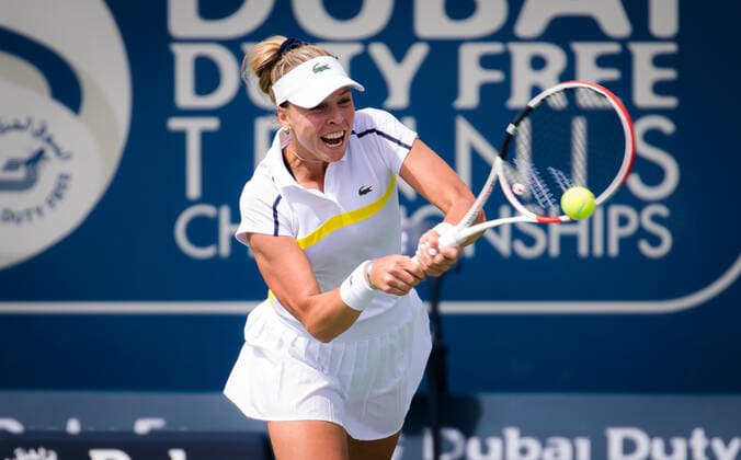 March 10, 2021, DUBAI, UNITED ARAB EMIRATES: Anett Kontaveit of Estonia in action during her third-round match at the 2021 Dubai Duty Free Tennis Championships WTA, Tennis Damen 1000 tournament against Aryna Sabalenka of Belarus DUBAI UNITED ARAB EMIRATES - ZUMAa181 20210310_zaa_a181_052 Copyright: xRobxPrangex