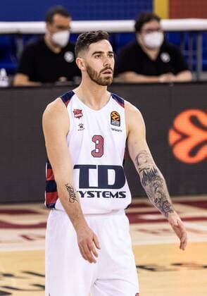 Mandatory Credit: Photo by Javier Borrego Shutterstock (11787940b) Luca Vildoza of TD Systems Baskonia during the Turkish Airlines EuroLeague match between FC Barcelona, Barca and TD Systems Baskonia at Palau Blaugrana on March 05, 2021 in Barcelona, Spain. Basket: EuroLeague - FC Barcelona v Baskonia, Spain - 05 Mar 2021 Basket: EuroLeague - FC Barcelona v Baskonia, Spain - 05 Mar 2021  Copyright: xJavierxBorrego Shutterstockx 11787940b
