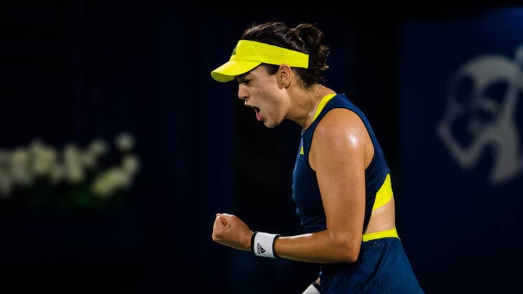March 10, 2021, DUBAI, UNITED ARAB EMIRATES: Garbine Muguruza of Spain in action during her third round match at the 2021 Dubai Duty Free Tennis Championships WTA, Tennis Damen 1000 tournament against Iga Swiatek of Poland DUBAI UNITED ARAB EMIRATES - ZUMAa181 20210310_zaa_a181_138 Copyright: xRobxPrangex