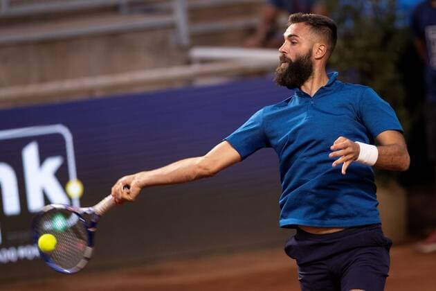 French tennis player Benoît Paire returns a ball to Danish Holger Vitus Nødskov Rune, during an ATP, Tennis Herren 250 Chile Open match in Santiago de Chile, Chile, 10 March 2021. Benoît Paire - Holger Vitus Nødskov Rune !ACHTUNG: NUR REDAKTIONELLE NUTZUNG!  Copyright: xAlbertoxValdesx AME1110 20210311-637510211387040627