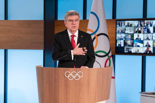 Bilder des Jahres 2021, Sport 03 März Sport Themen der Woche KW10 Sport Bilder des Tages (210311) -- LAUSANNE, March 11, 2021 -- Incumbent President of the International Olympic Committee, Thomas Bach, speaks after his re-election, in Lausanne, Switzerland, March 10, 2021. Bach, the incumbent president of the International Olympic Committee (IOC), has been re-elected for an additional four-year term that is to conclude in 2025, the IOC said on Wednesday. (Greg Martin IOC via Xinhua) (SP)SWITZERLAND-LAUSANNE-IOC-BACH LiuxQu 