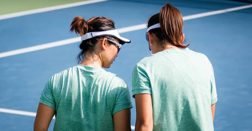 March 11, 2021, DUBAI, UNITED ARAB EMIRATES: Yifan Xu & Zhaoxuan Yang of China playing doubles at the 2021 Dubai Duty Free Tennis Championships WTA, Tennis Damen 1000 tournament DUBAI UNITED ARAB EMIRATES - ZUMAa181 20210311_zaa_a181_002 Copyright: xRobxPrangex