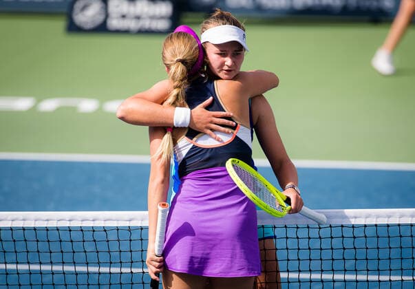 March 11, 2021, DUBAI, UNITED ARAB EMIRATES: Barbora Krejcikova of the Czech Republic & Anastasia Potapova of Russia meet at the net after the quarter-final at the 2021 Dubai Duty Free Tennis Championships WTA, Tennis Damen 1000 tournament DUBAI UNITED ARAB EMIRATES - ZUMAa181 20210311_zaa_a181_018 Copyright: xRobxPrangex