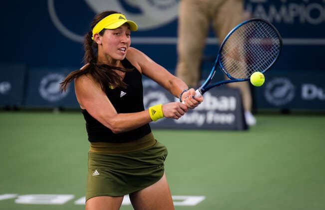 March 11, 2021, DUBAI, UNITED ARAB EMIRATES: Jessica Pegula of the United States in action during the quarter-finals at the 2021 Dubai Duty Free Tennis Championships WTA, Tennis Damen 1000 tournament against Elise Mertens of Belgium DUBAI UNITED ARAB EMIRATES - ZUMAa181 20210311_zaa_a181_048 Copyright: xRobxPrangex