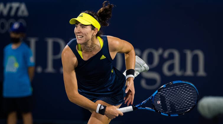March 11, 2021, DUBAI, UNITED ARAB EMIRATES: Garbine Muguruza of Spain in action during the quarter-final at the 2021 Dubai Duty Free Tennis Championships WTA, Tennis Damen 1000 tournament against Aryna Sabalenka of Belarus DUBAI UNITED ARAB EMIRATES - ZUMAa181 20210311_zaa_a181_064 Copyright: xRobxPrangex
