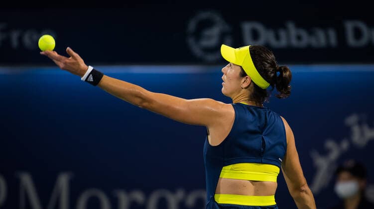 March 11, 2021, DUBAI, UNITED ARAB EMIRATES: Garbine Muguruza of Spain in action during the quarter-final at the 2021 Dubai Duty Free Tennis Championships WTA, Tennis Damen 1000 tournament against Aryna Sabalenka of Belarus DUBAI UNITED ARAB EMIRATES - ZUMAa181 20210311_zaa_a181_089 Copyright: xRobxPrangex