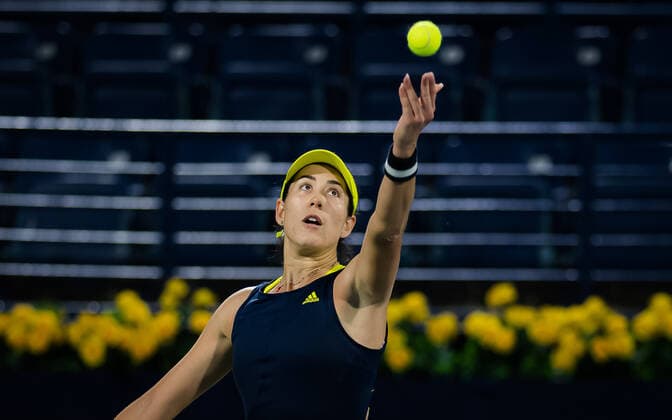 March 11, 2021, DUBAI, UNITED ARAB EMIRATES: Garbine Muguruza of Spain in action during the quarter-final at the 2021 Dubai Duty Free Tennis Championships WTA, Tennis Damen 1000 tournament against Aryna Sabalenka of Belarus DUBAI UNITED ARAB EMIRATES - ZUMAa181 20210311_zaa_a181_100 Copyright: xRobxPrangex