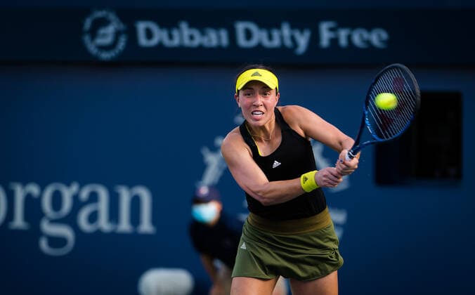 March 11, 2021, Dubai, United Arab Emirates: Jessica Pegula of the United States in action during the quarter-finals at the 2021 Dubai Duty Free Tennis Championships WTA, Tennis Damen 1000 tournament against Elise Mertens of Belgium Dubai United Arab Emirates - ZUMAa181 20210311_zaa_a181_035 Copyright: xRobxPrangex