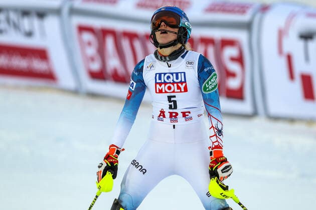 ALPINE SKIING - FIS WC Are ARE,SWEDEN,12.MAR.21 - ALPINE SKIING - FIS World Cup, slalom, ladies. Image shows the disappointment of Mikaela Shiffrin (USA). GEPAxpictures xPatrickxSteiner