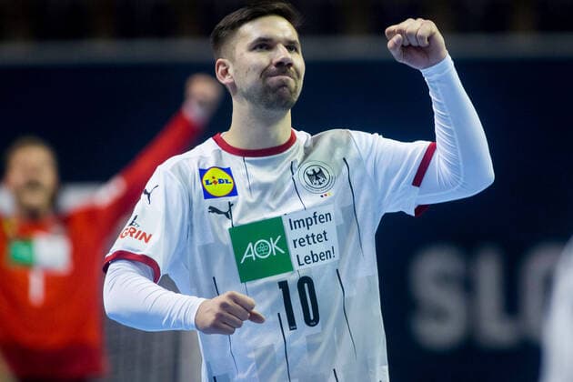 12 03 2021, xfrx, handball olympic qualification 2021, germany sweden emspor, v l Fabian Wiede germany DFL DFB REGULATIONS PROHIBIT ANY USE OF PHOTOGRAPHS as IMAGE SEQUENCES and or QUASI VIDEO Berlin