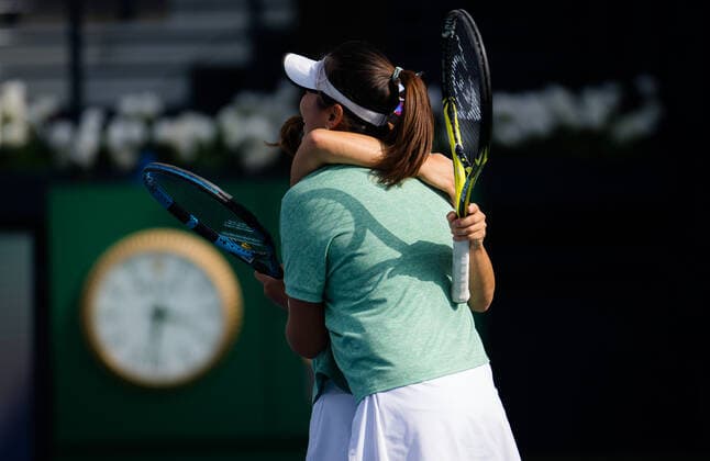March 12, 2021, DUBAI, UNITED ARAB EMIRATES: Yifan Xu & Zhaoxuan Yang of China playing doubles at the 2021 Dubai Duty Free Tennis Championships WTA, Tennis Damen 1000 tournament DUBAI UNITED ARAB EMIRATES - ZUMAa181 20210312_zaa_a181_010 Copyright: xRobxPrangex