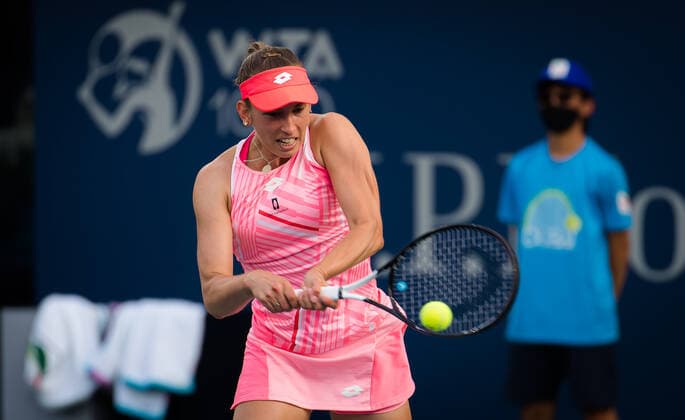 March 12, 2021, DUBAI, UNITED ARAB EMIRATES: Elise Mertens of Belgium in action during the semi-final at the 2021 Dubai Duty Free Tennis Championships WTA, Tennis Damen 1000 tournament against Garbine Muguruza of Spain DUBAI UNITED ARAB EMIRATES - ZUMAa181 20210312_zaa_a181_023 Copyright: xRobxPrangex