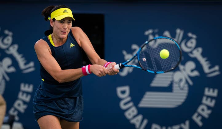 March 12, 2021, DUBAI, UNITED ARAB EMIRATES: Garbine Muguruza of Spain in action during the semi-final at the 2021 Dubai Duty Free Tennis Championships WTA, Tennis Damen 1000 tournament against Elise Mertens of Belgium DUBAI UNITED ARAB EMIRATES - ZUMAa181 20210312_zaa_a181_027 Copyright: xRobxPrangex