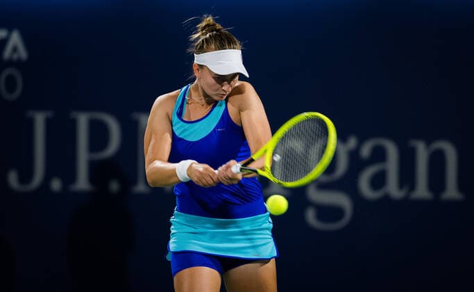 March 12, 2021, DUBAI, UNITED ARAB EMIRATES: Barbora Krejcikova of the Czech Republic in action during the semi-final at the 2021 Dubai Duty Free Tennis Championships WTA, Tennis Damen 1000 tournament against Jil Teichmann of Switzerland DUBAI UNITED ARAB EMIRATES - ZUMAa181 20210312_zaa_a181_038 Copyright: xRobxPrangex