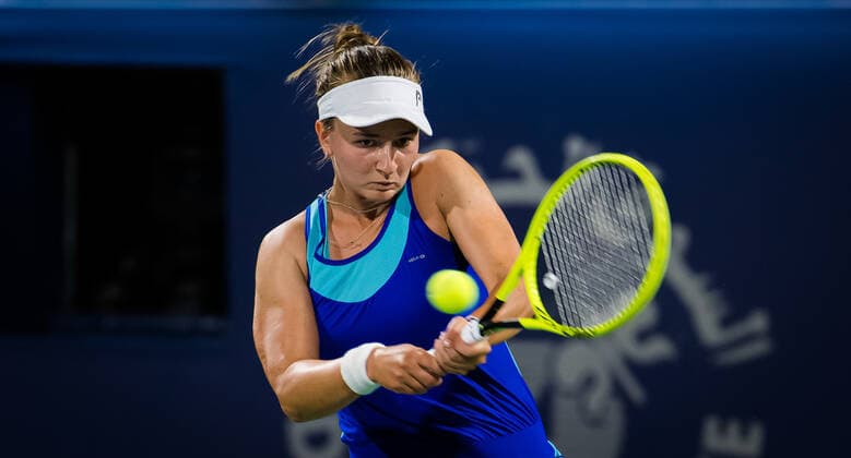 March 12, 2021, DUBAI, UNITED ARAB EMIRATES: Barbora Krejcikova of the Czech Republic in action during the semi-final at the 2021 Dubai Duty Free Tennis Championships WTA, Tennis Damen 1000 tournament against Jil Teichmann of Switzerland DUBAI UNITED ARAB EMIRATES - ZUMAa181 20210312_zaa_a181_049 Copyright: xRobxPrangex