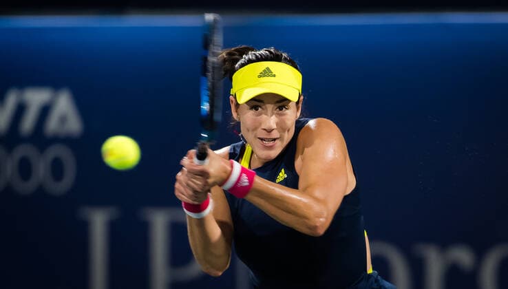 March 12, 2021, DUBAI, UNITED ARAB EMIRATES: Garbine Muguruza of Spain in action during the semi-final at the 2021 Dubai Duty Free Tennis Championships WTA, Tennis Damen 1000 tournament against Elise Mertens of Belgium DUBAI UNITED ARAB EMIRATES - ZUMAa181 20210312_zaa_a181_175 Copyright: xRobxPrangex