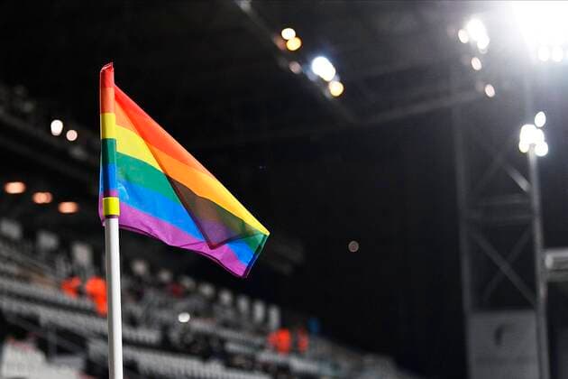 CHARLEROI, BELGIUM - MARCH 12 : Illustration picture showing the rainbow colors that are part of the MORETHANFOOTBALL action week for more solidarity & diversity in football pictured during the Jupiler Pro League match between Sporting Charleroi and Club Brugge on March 12, 2021 in Charleroi, Belgium, 12 03 2021 FOOTBALL : Sporting Charleroi Vs Club Bruges - Jupiler Pro League - 12 03 2021 Photonews Panoramic  775545322