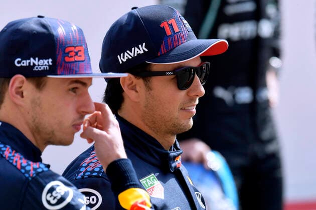 VERSTAPPEN Max F1 Team Red Bull with PEREZ Sergio FIA Formula 1 Tests 2021 in Bahrain 1 day On 12 03 2021 Bahrain International Circuit As Sachir